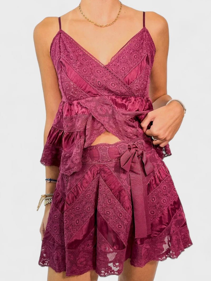 LoveShackFancy LoveShackFancy Shayda Lace Mini Skirt Endless Waves