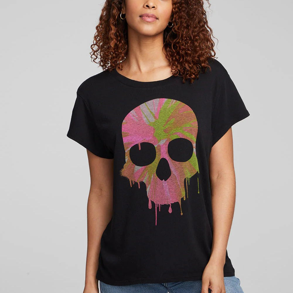 Chaser Chaser Spin Paint Skull Tee Endless Waves