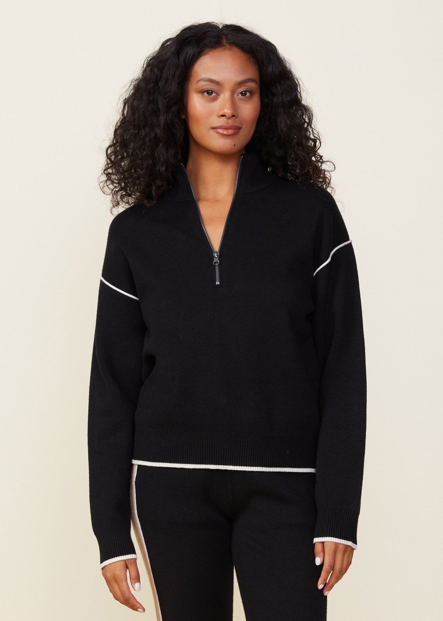 Monrow MONROW Supersoft Sweater Knit Half Zip Endless Waves