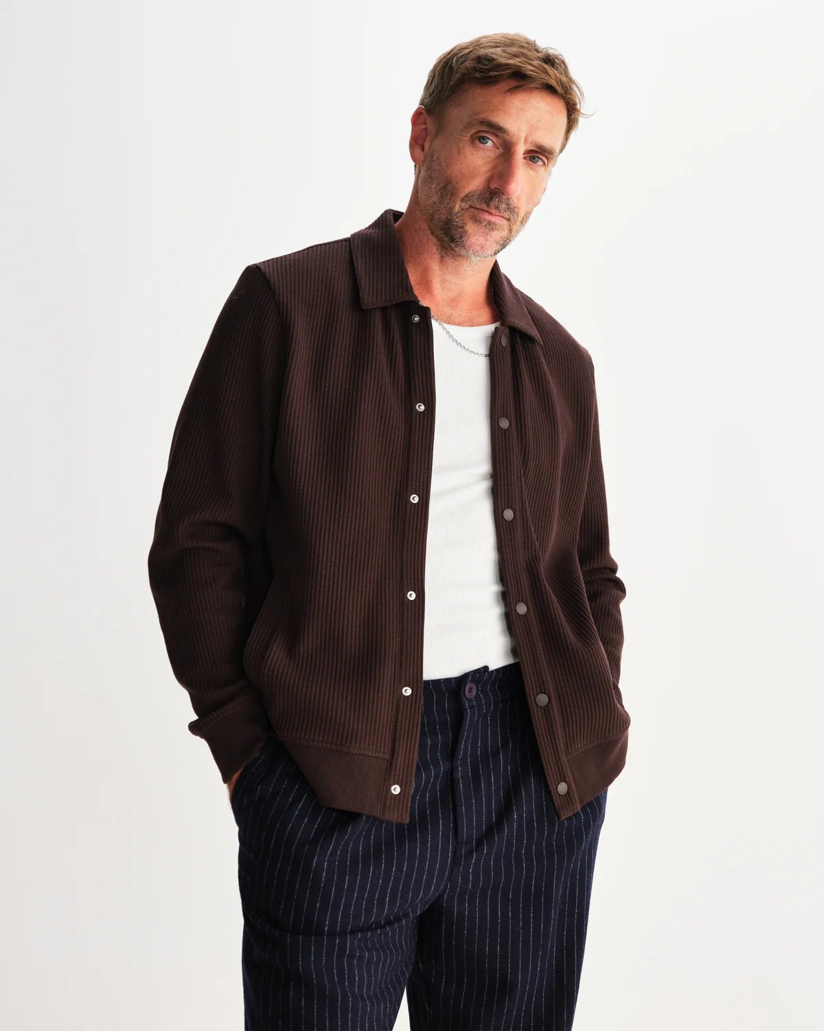 Wax London Wax London Hays Structured Waffle Overshirt Endless Waves