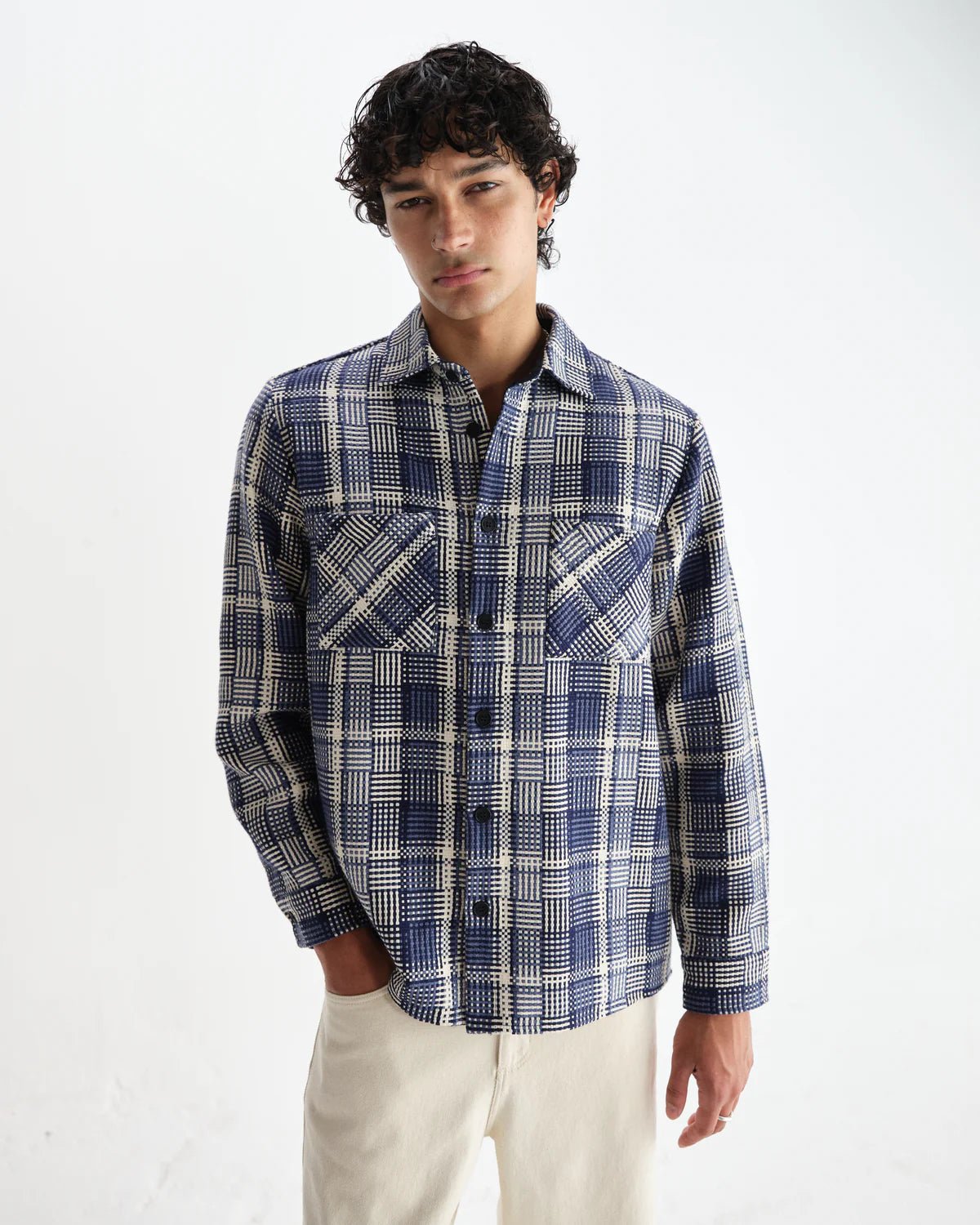 Wax London Wax London Whiting Basket Weave Overshirt Endless Waves