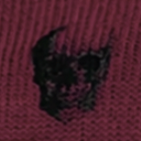 Wooden Ships Knits Ruby/ Black Skull Swatch