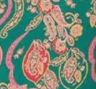Emerald kivari swatch with pink paisley print