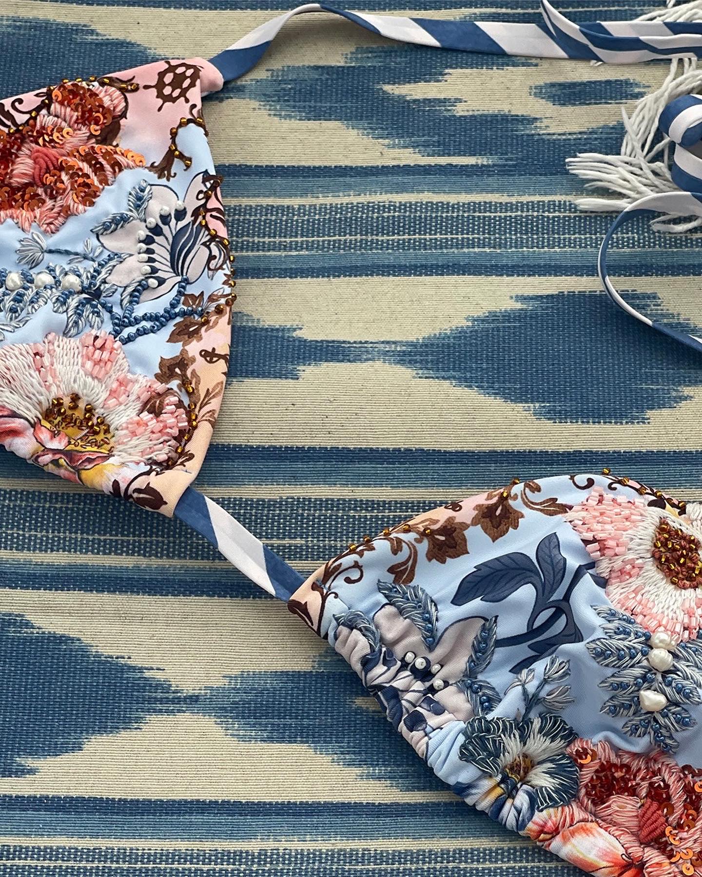 Agua Bendita Agua Bendita Fully Embroidered Lolita Kai Bikini Top Endless Waves