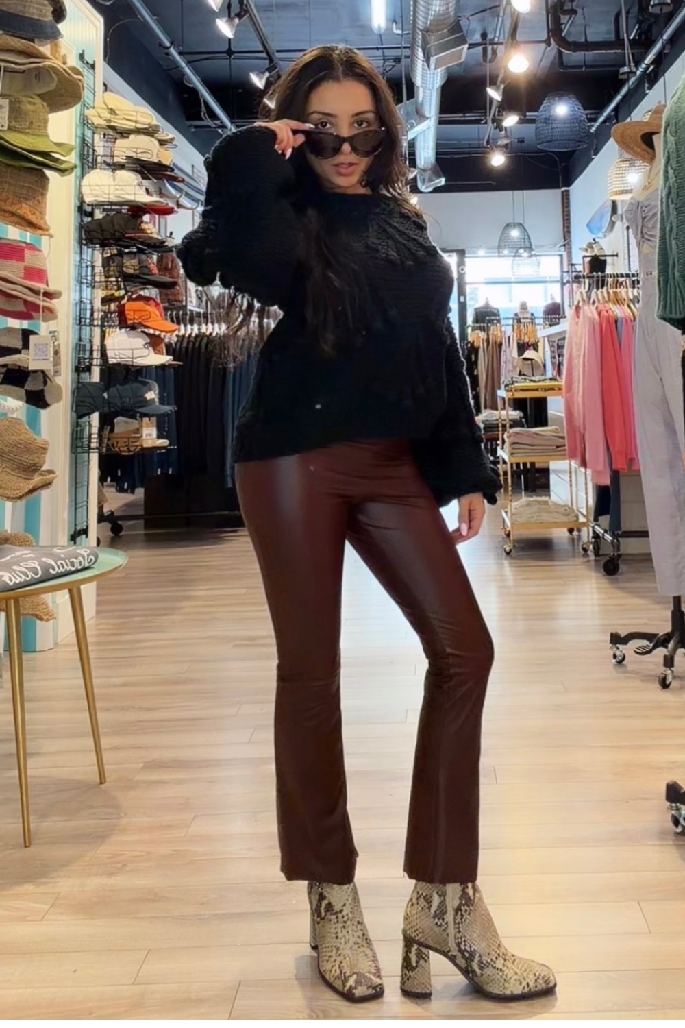 Alexa modeling one of Endless Waves' fall outfit fomulas.