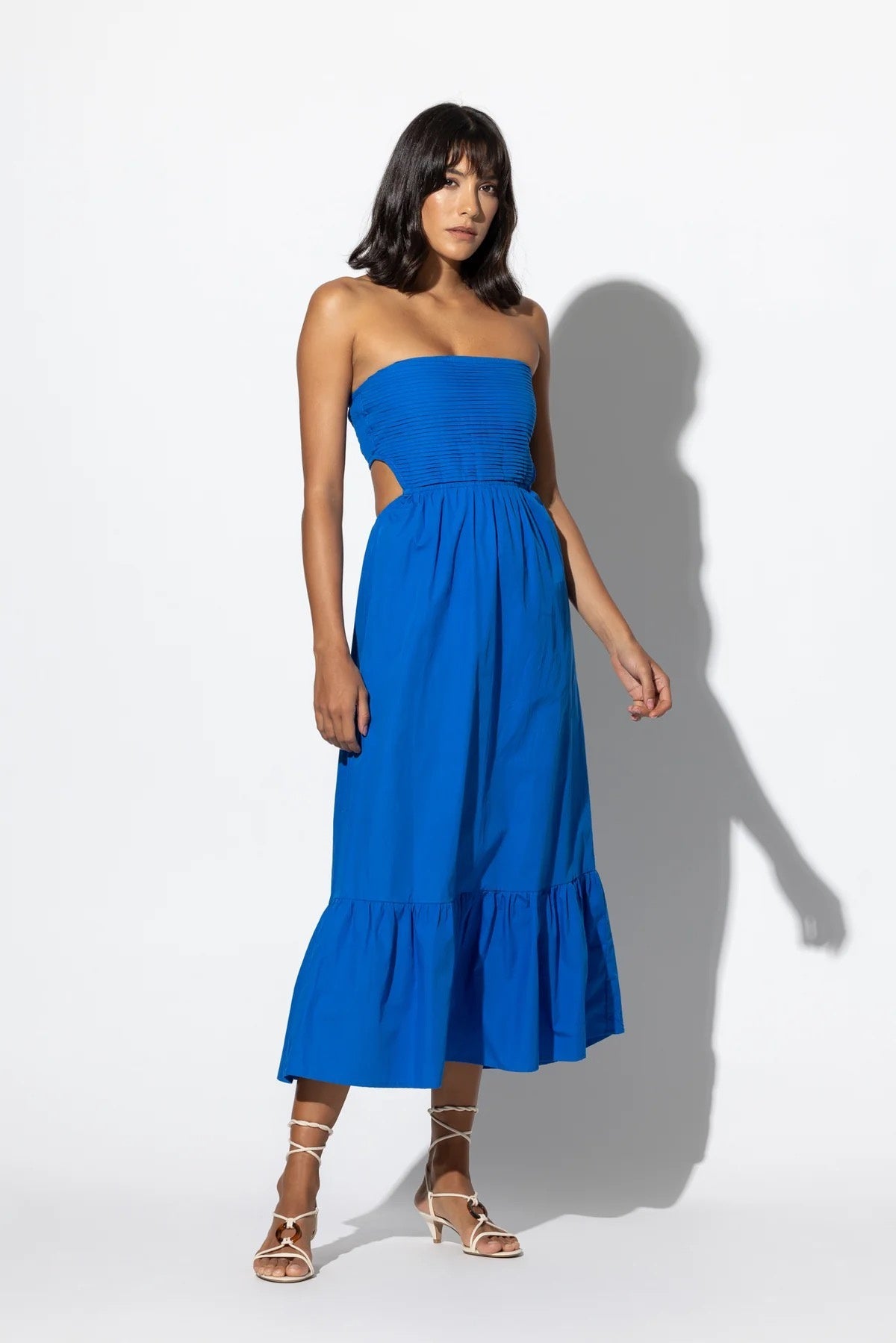 lusana midi dress Lusana Poplin Midi Dress in Midnight Navy