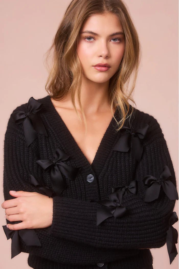 LoveShackFancy LoveShackFancy Ashtan Alpaca Bow - Embellished Cardigan Endless Waves