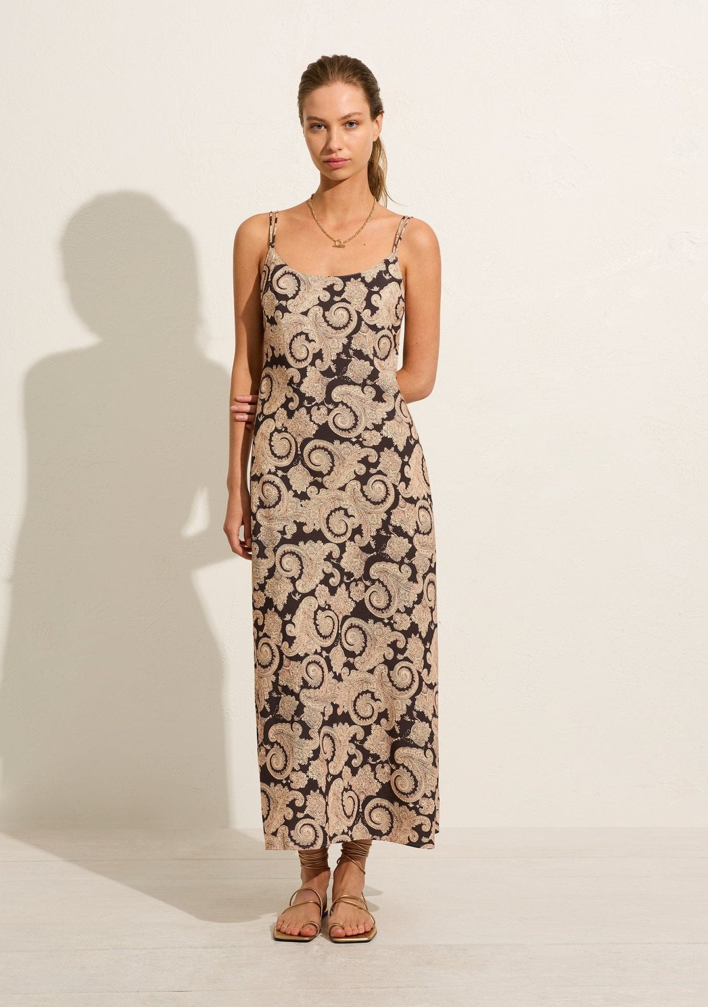 vintage inspired maxi dress Mocha Reverie Vintage Lace Long Dress