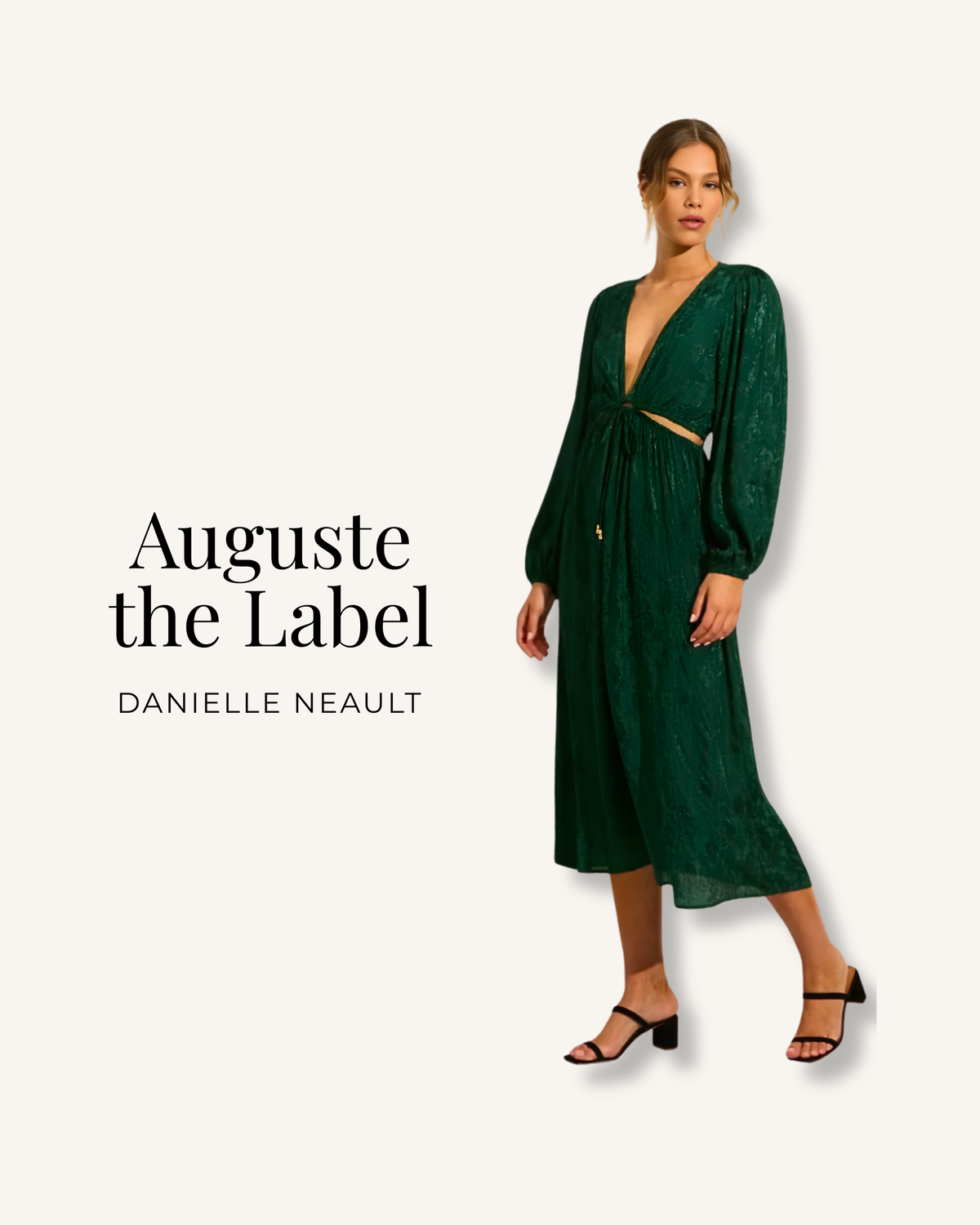 Auguste the Label dress selected by Danielle Neault for the Born to Runway fashion show at The Asbury Hotel benefiting Mary’s Place by the Sea