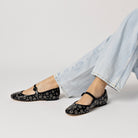 Blair Ballet Flat In Black Leather and Metallic Studs - Endless Waves