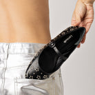 Blair Ballet Flat In Black Leather and Metallic Studs - Endless Waves