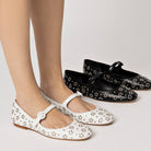 Blair Ballet Flat In Black Leather and Metallic Studs - Endless Waves