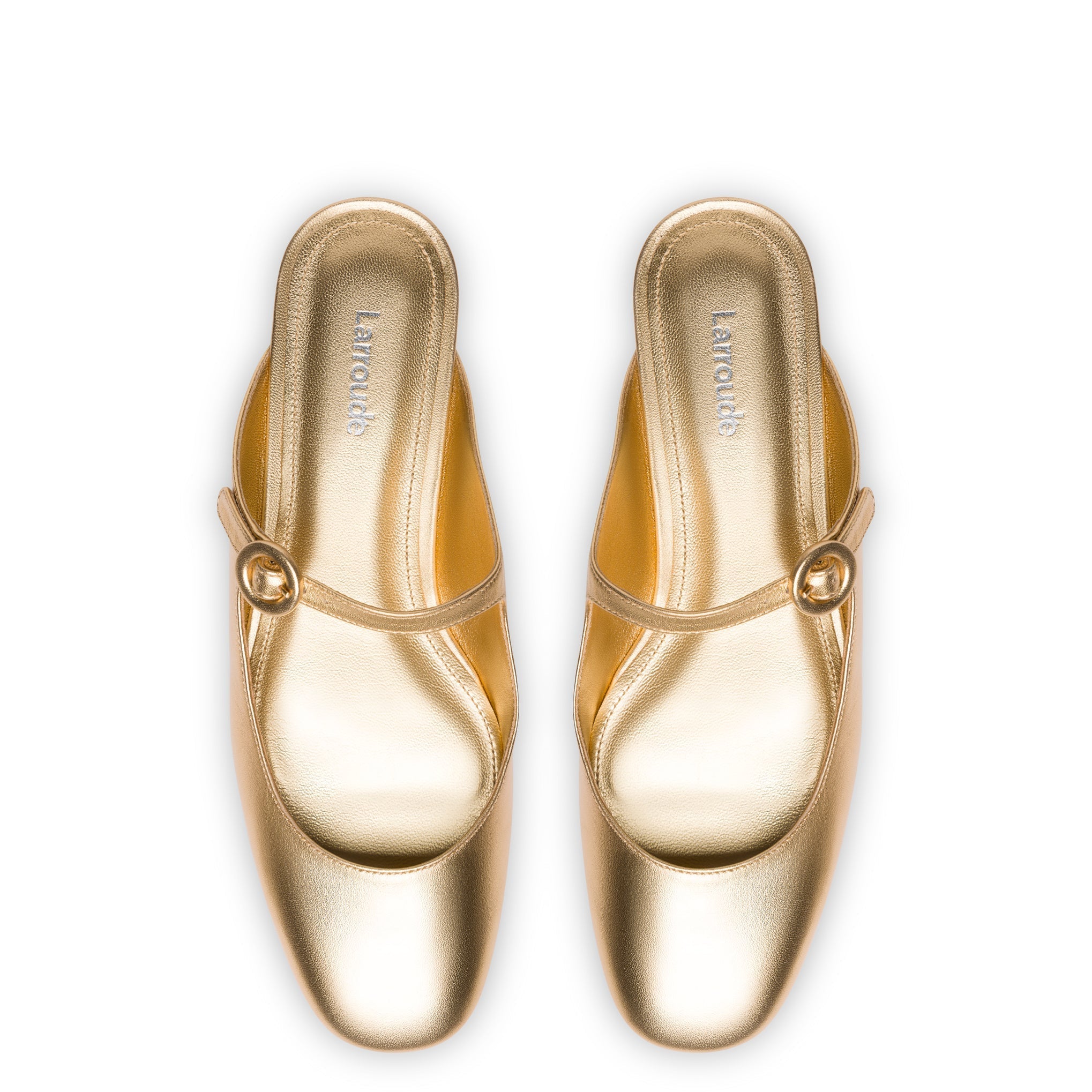 Blair Flat Mule In Gold Metallic Leather - Endless Waves