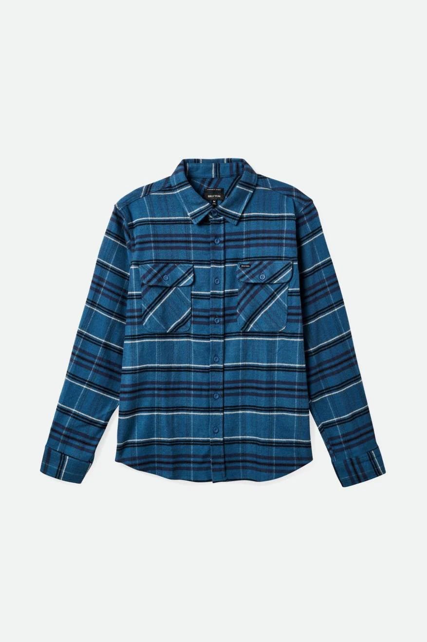 Brixton Men's Bowery Stretch Water Resistant Flannel Ocean Blue