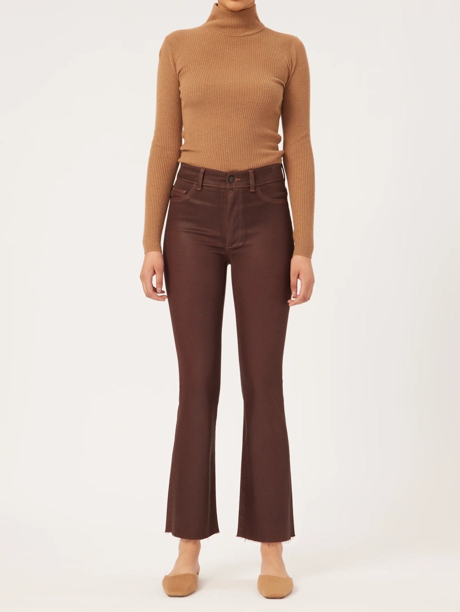 DL1961 DL1961 Bridget Boot Crop Flares in Coated Chocolate Endless Waves