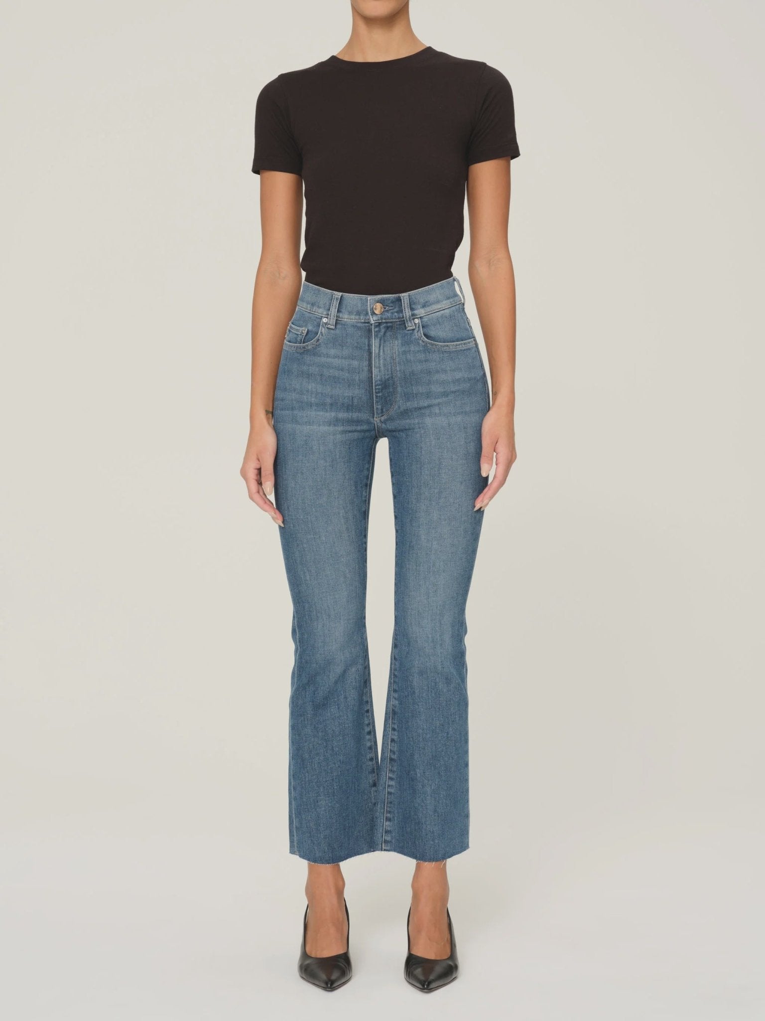 DL1961 DL1961 Bridget Boot High Rise Crop Flares in Sea Harbor Endless Waves