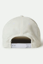 Rear view of the Brixton Cool Cat Snapback in Whitecap showing the adjustable plastic snapback closure and structured 5-panel construction.