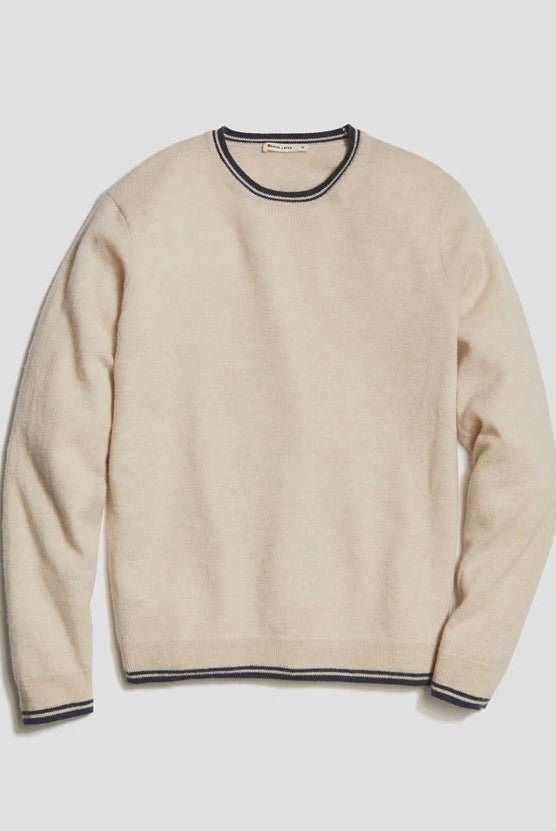 Cashmere Tipped Crewneck - Endless Waves