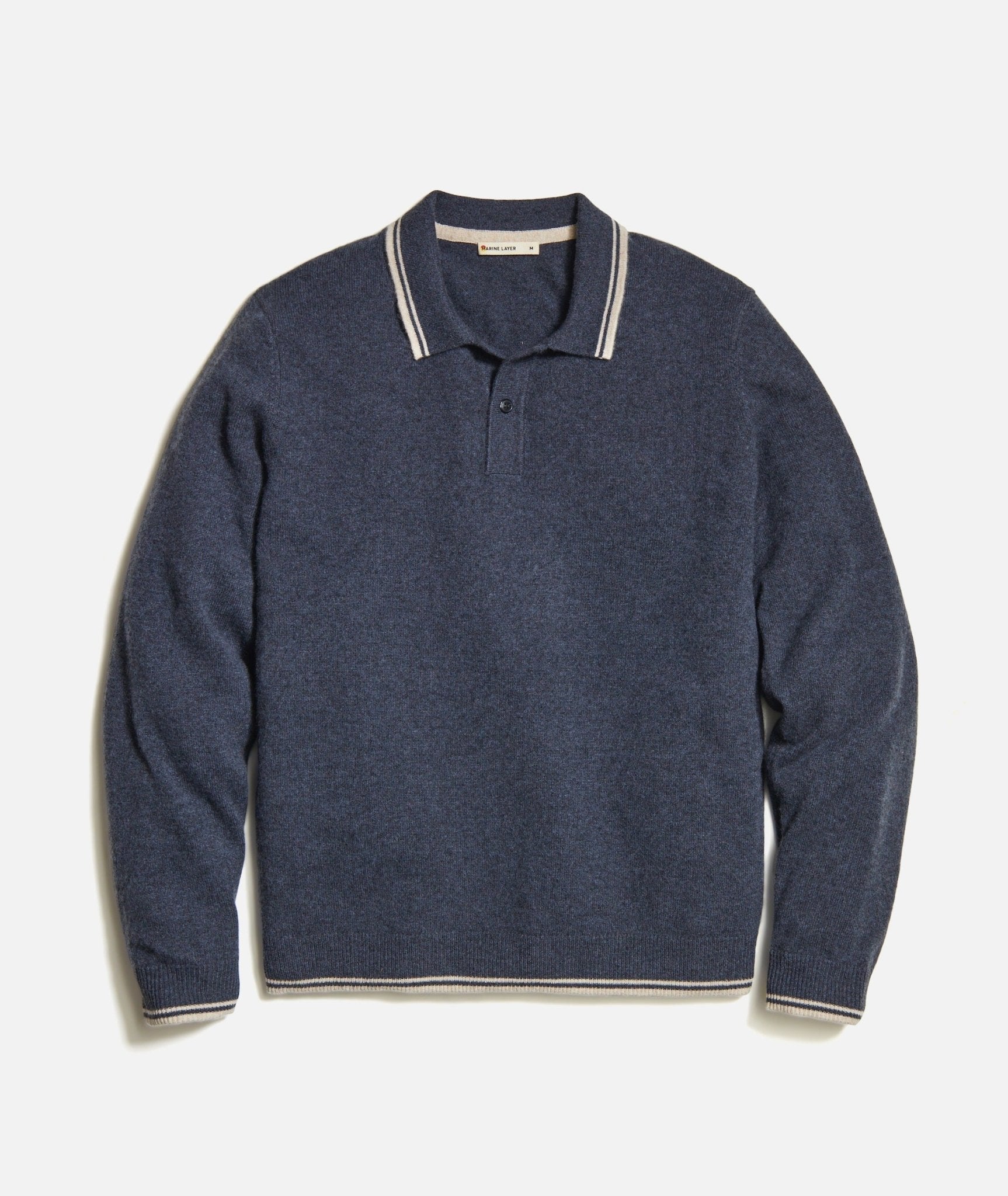 Marine Layer Marine Layer Cashmere Tipped Sweater Polo Endless Waves