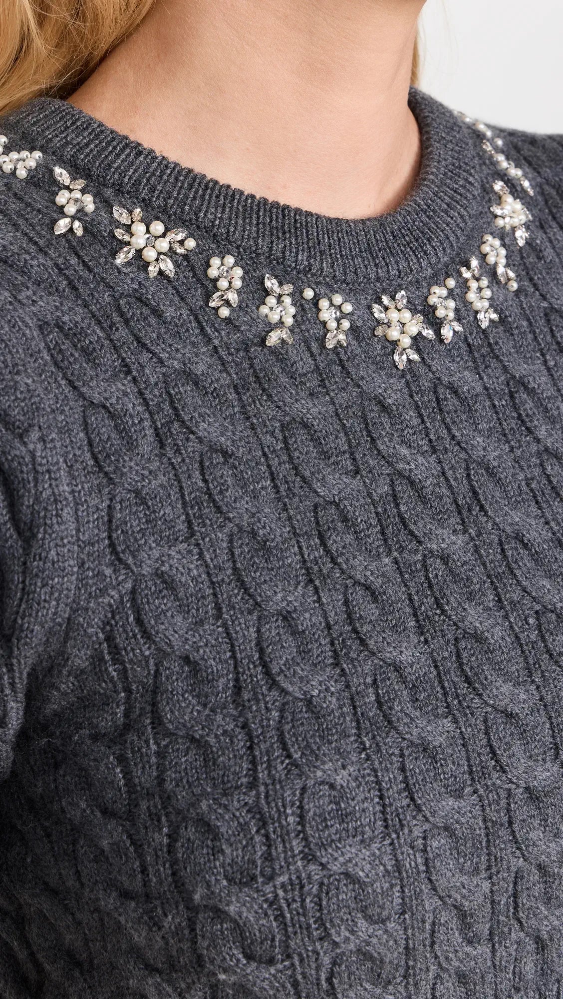 LoveShackFancy LoveShackFancy Chapelle Crop Sweater Endless Waves