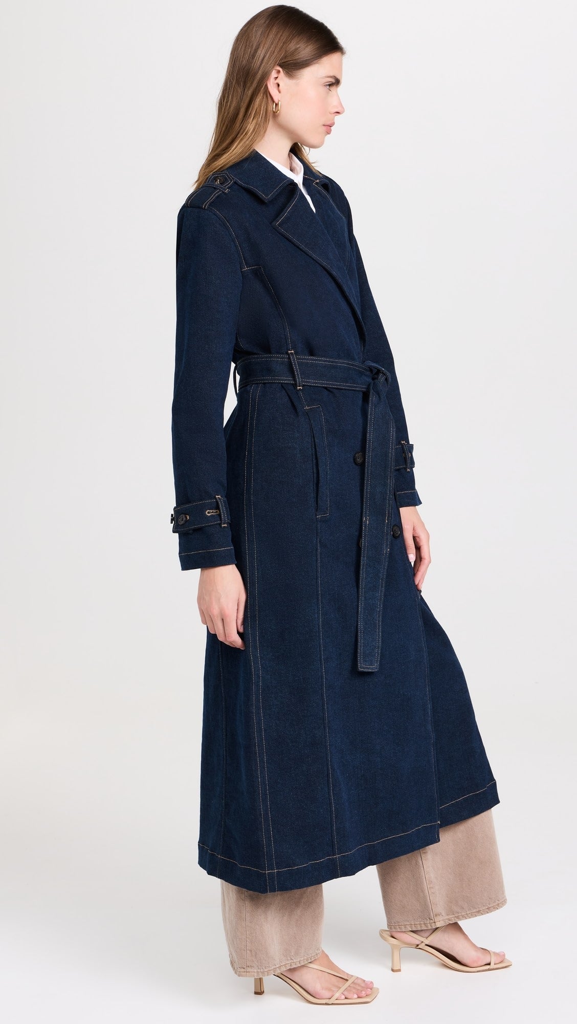 blue trench coat dress Blue Lace Gorgeous Short Sleeves Long Prom Dresses, Blue Lace Formal E –  Lwt Dress main image 1