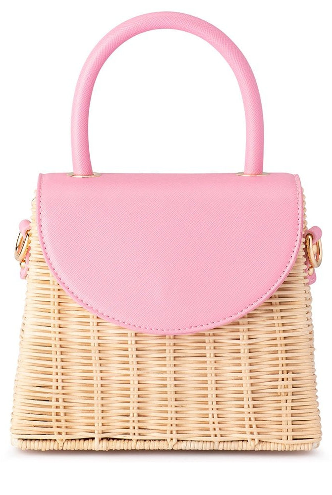 Donna Straw Top Handle in Pink Donna Straw Top Handle in Pink