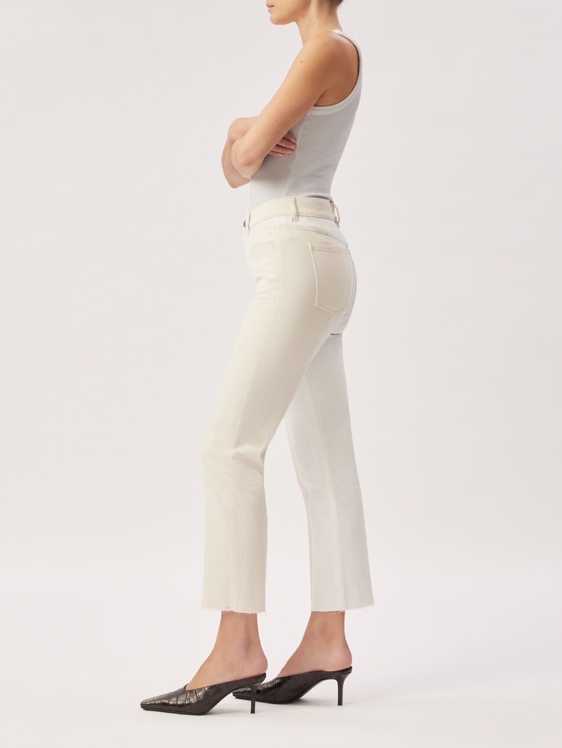 DL1961 DL1961 Patti Straight High Rise Jeans in Ecru Blocked Endless Waves