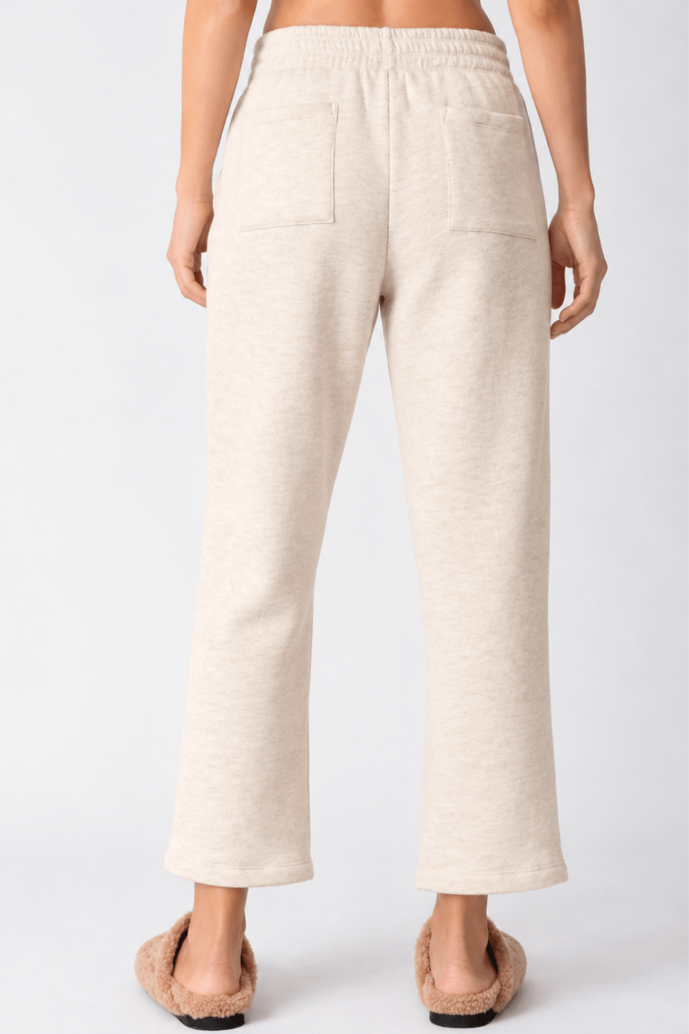 Rear view of Electric & Rose Elin pant in oatmeal heather 