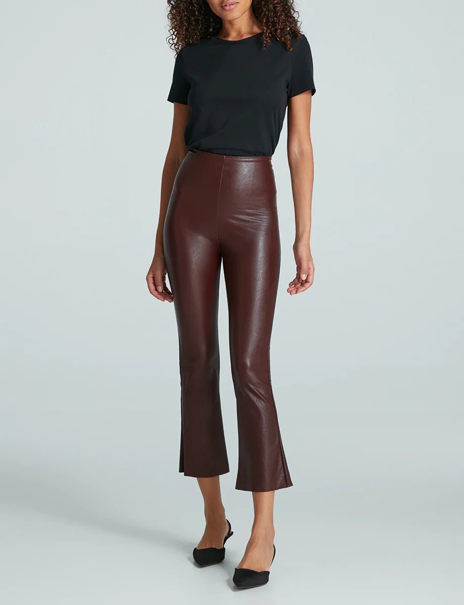 Faux Leather Crop Flare - Endless Waves