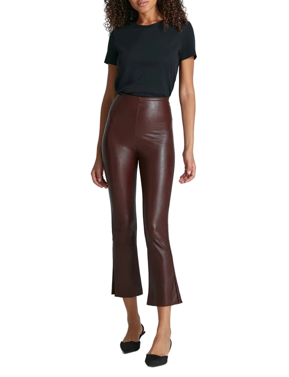 Commando Faux Leather Crop Flares in Oxblood - Endless Waves