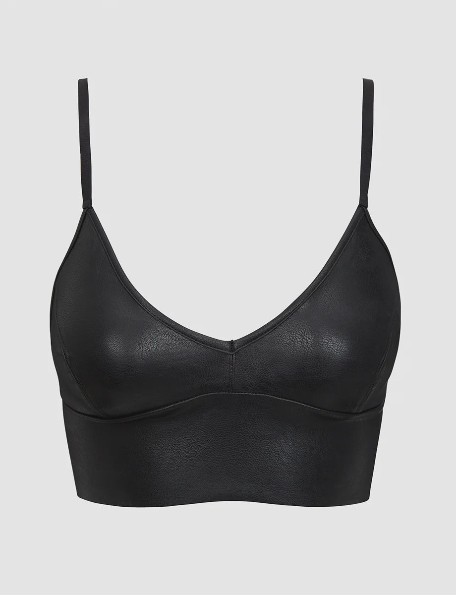 Faux Leather Longline Bralette - Endless Waves