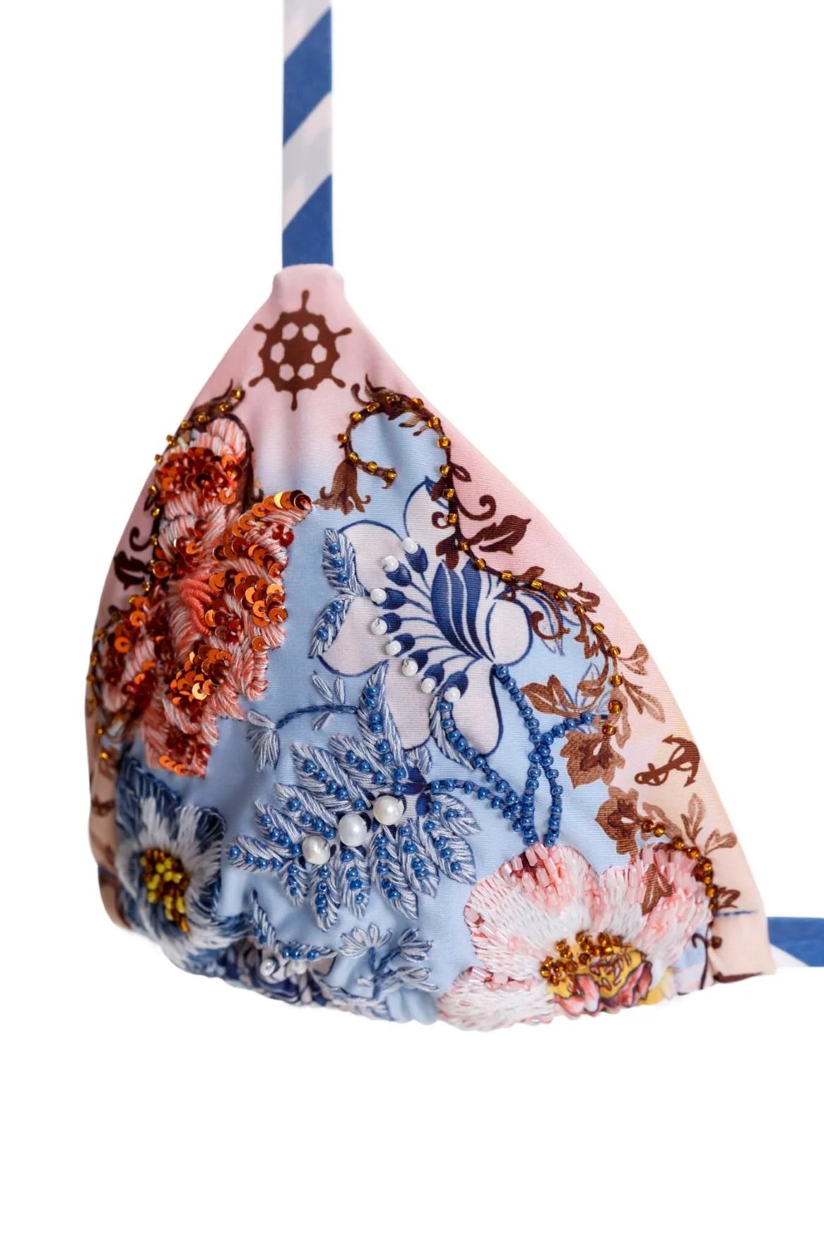 Agua Bendita Agua Bendita Fully Embroidered Lolita Bikini Top Endless Waves