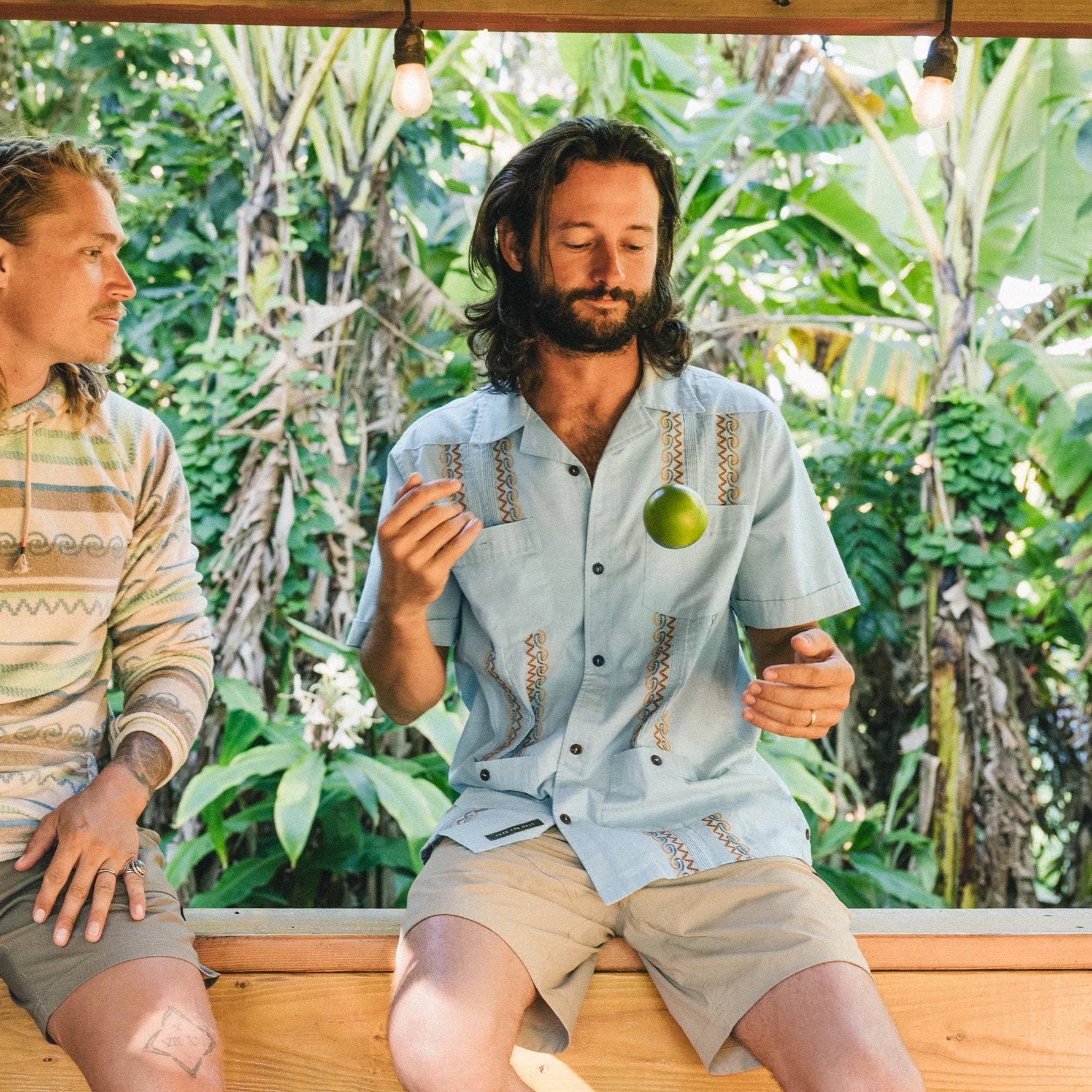 Howler Bros Guayabera Shirt in Nile Blue - Endless Waves