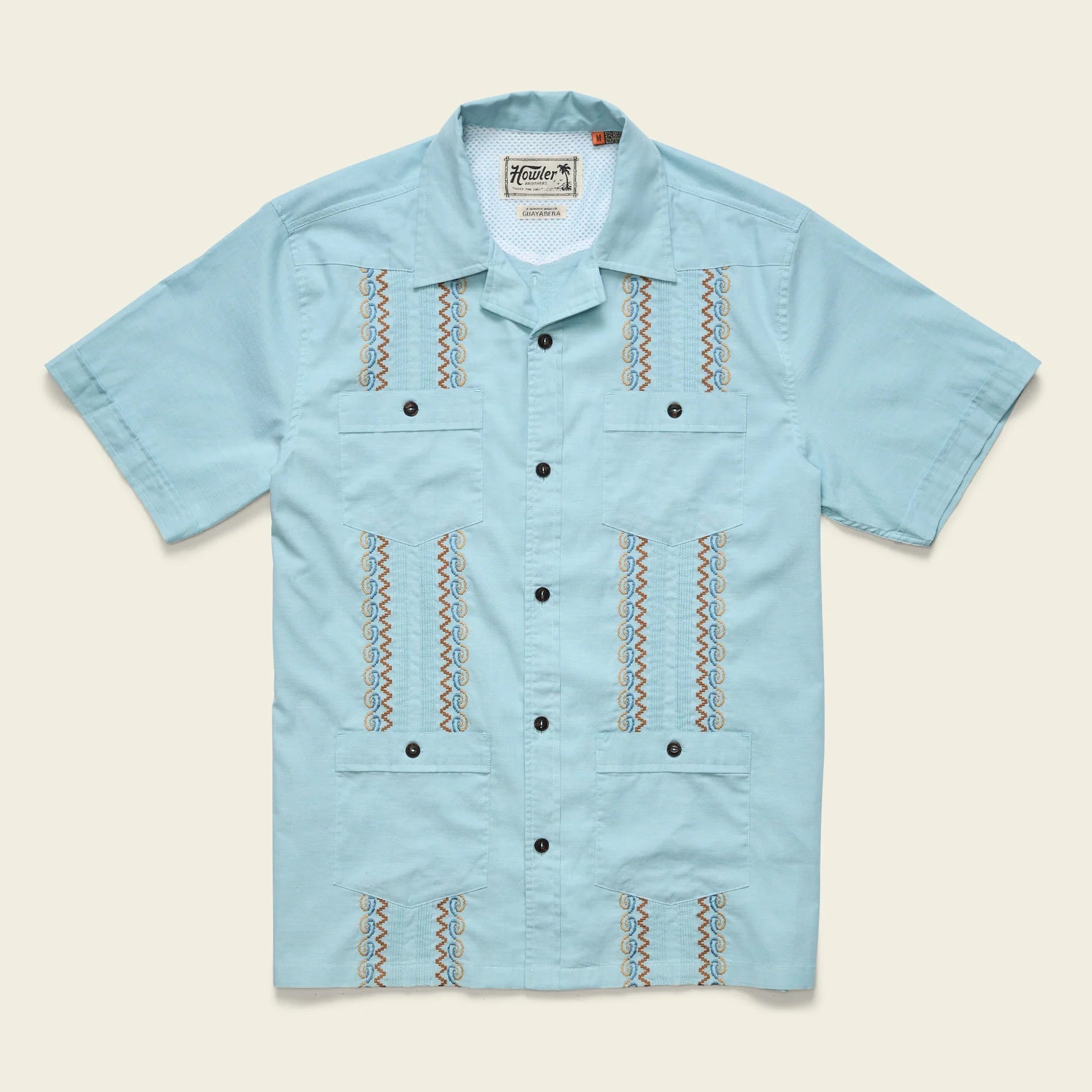 Howler Bros Guayabera Shirt in Nile Blue - Endless Waves