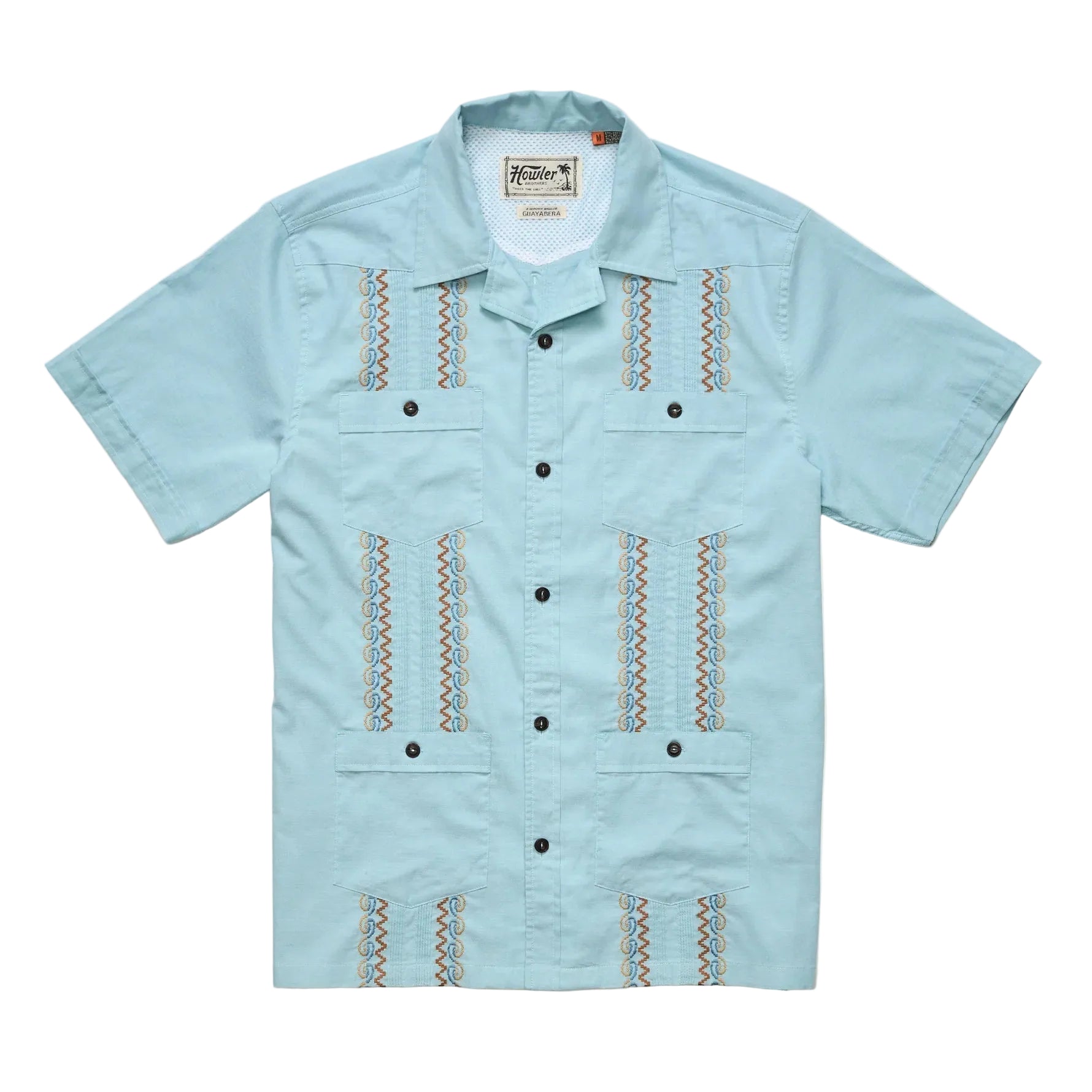 Howler Bros Guayabera Shirt Nile Blue Endless Waves