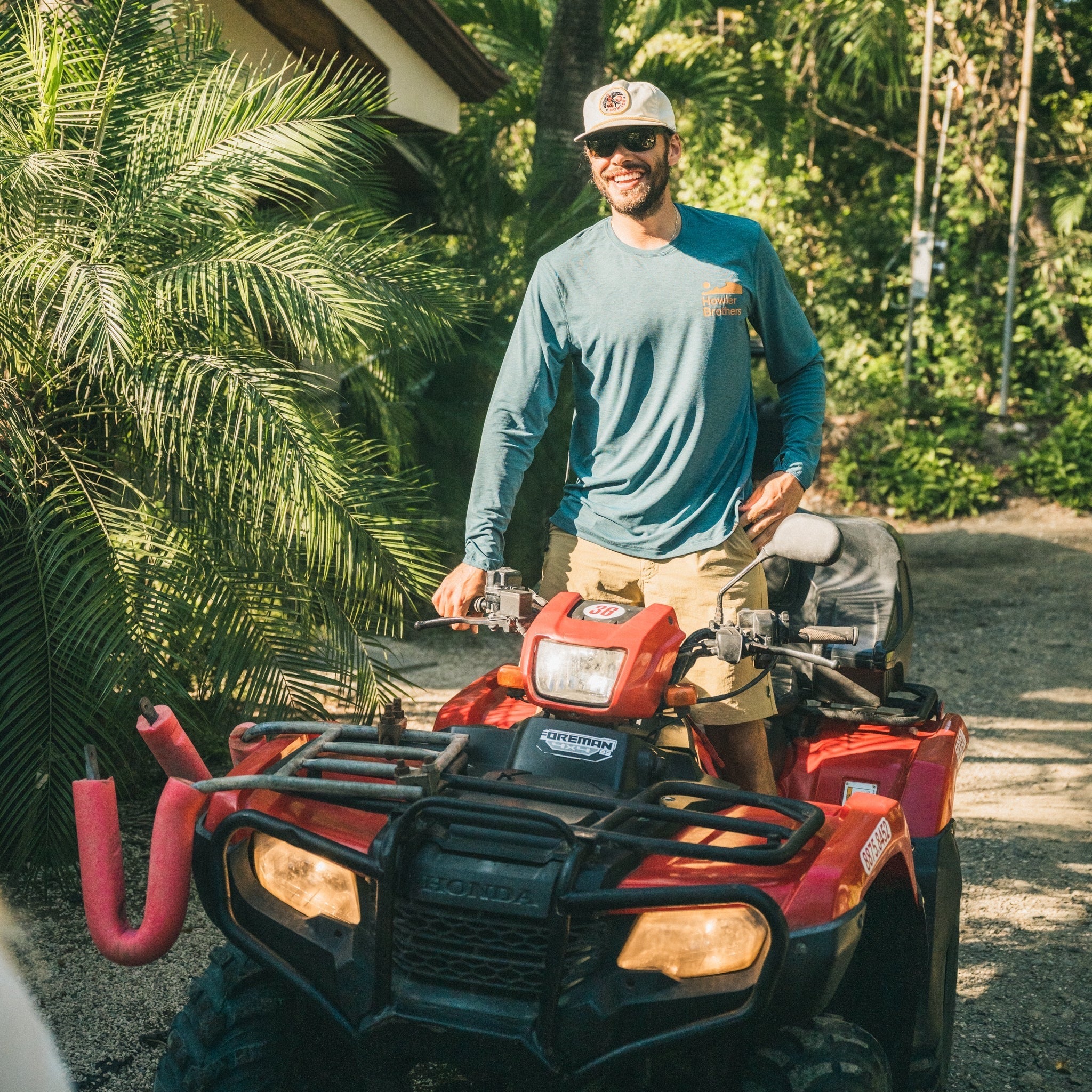 Lifestyle photo of Howler Bros HB Tech Tee in mid-blue available at Endless Waves