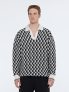 Jacquard Drop Shoulder Long Sleeve Polo - Endless Waves