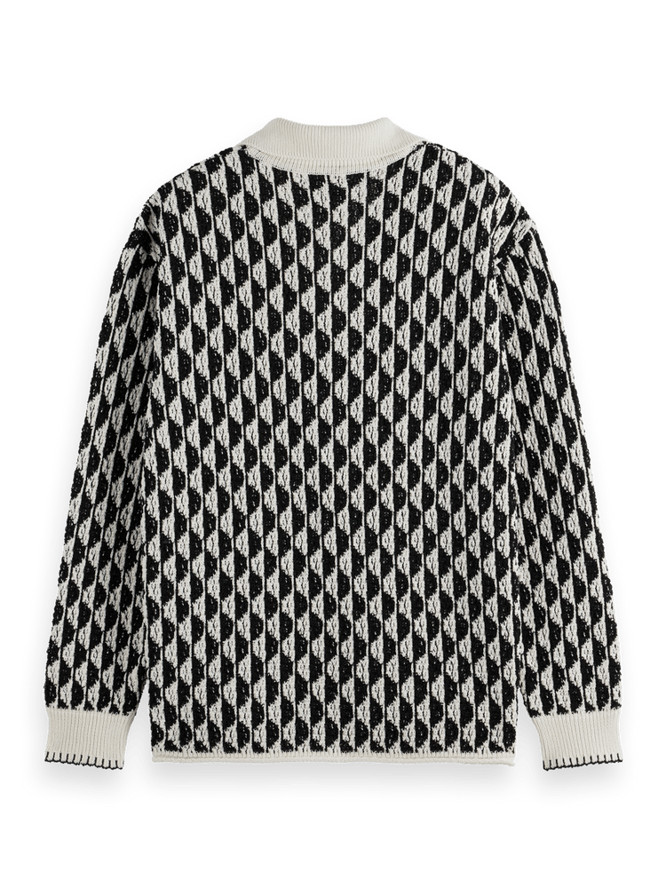 Scotch & Soda Scotch & Soda Jacquard Drop Shoulder Long Sleeve Polo Endless Waves