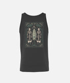 Jetty men's charcoal grey tank top with a custom graphic design.
