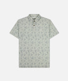 Silver patterned Jetty men's bunker polo shirt on a white background