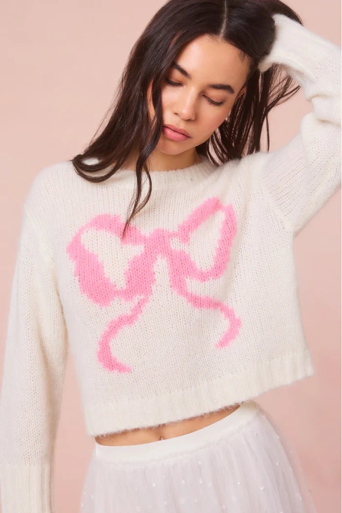 LoveShackFancy LoveShackFancy Jorah Alpaca - Blend Bow Pullover Endless Waves