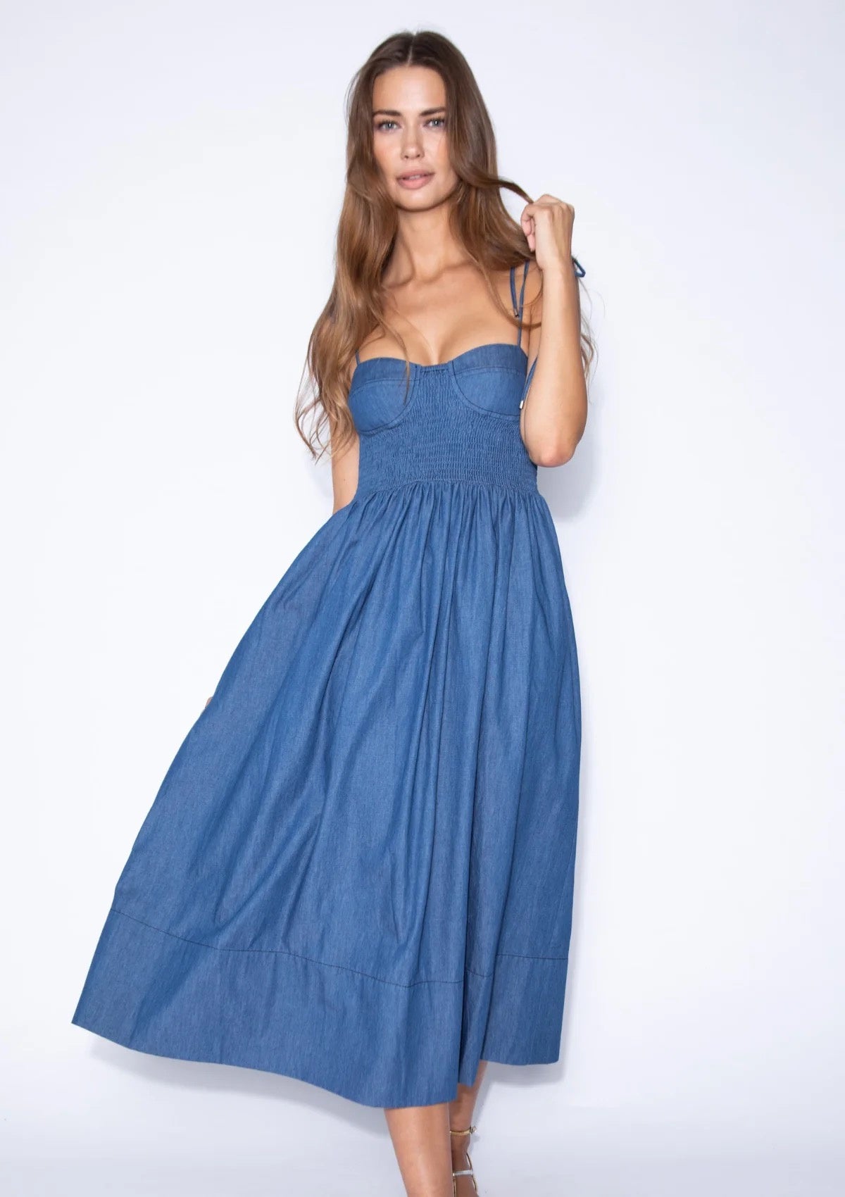 Josephine Denim Midi Dress - Endless Waves