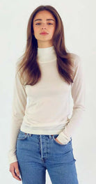 Kathryn McCarron Classic Fit 100% Cashmere Turtleneck Endless Waves