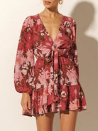 Kivari Kivari Hacienda Tie Front Mini Dress Endless Waves