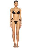 La Porte La Porte Kendall Triangle Bikini Top - Jet Black Jacquard Endless Waves
