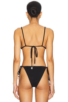 La Porte La Porte Kendall Triangle Bikini Top - Jet Black Jacquard Endless Waves