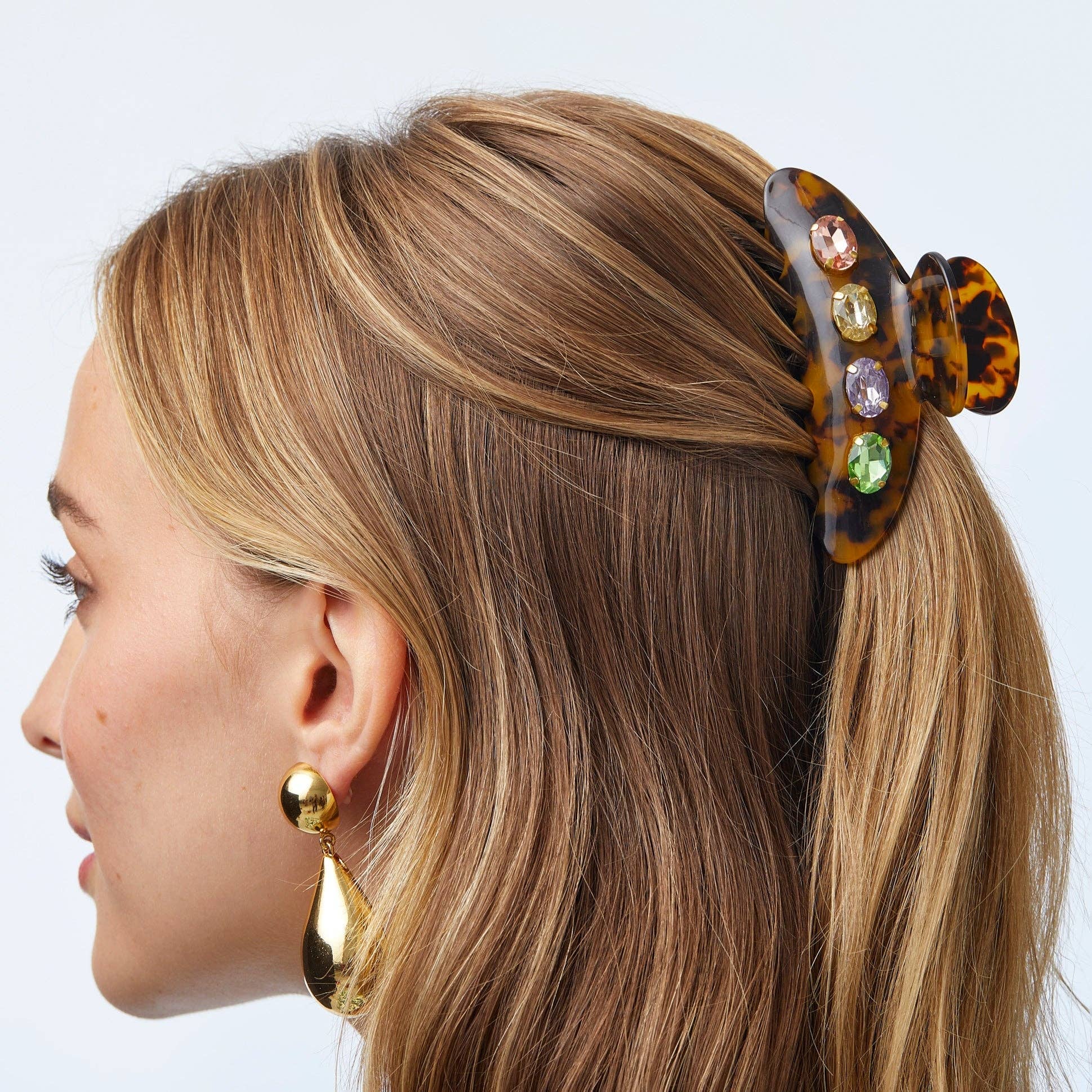 Lele Sadoughi Large Crystal Claw Clip - Endless Waves