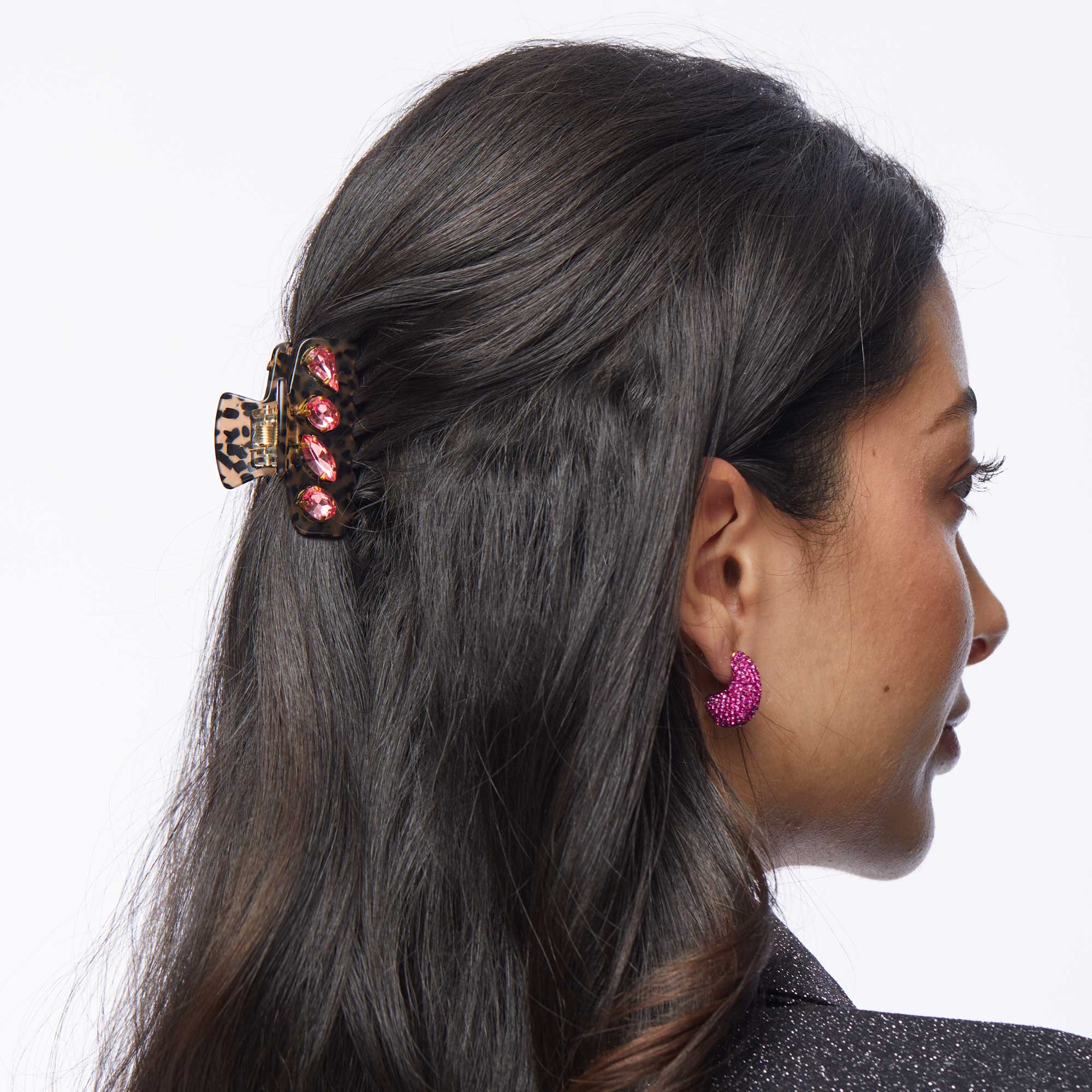 Lele Sadoughi Mini Cheetah Crystal Claw Clip - Endless Waves