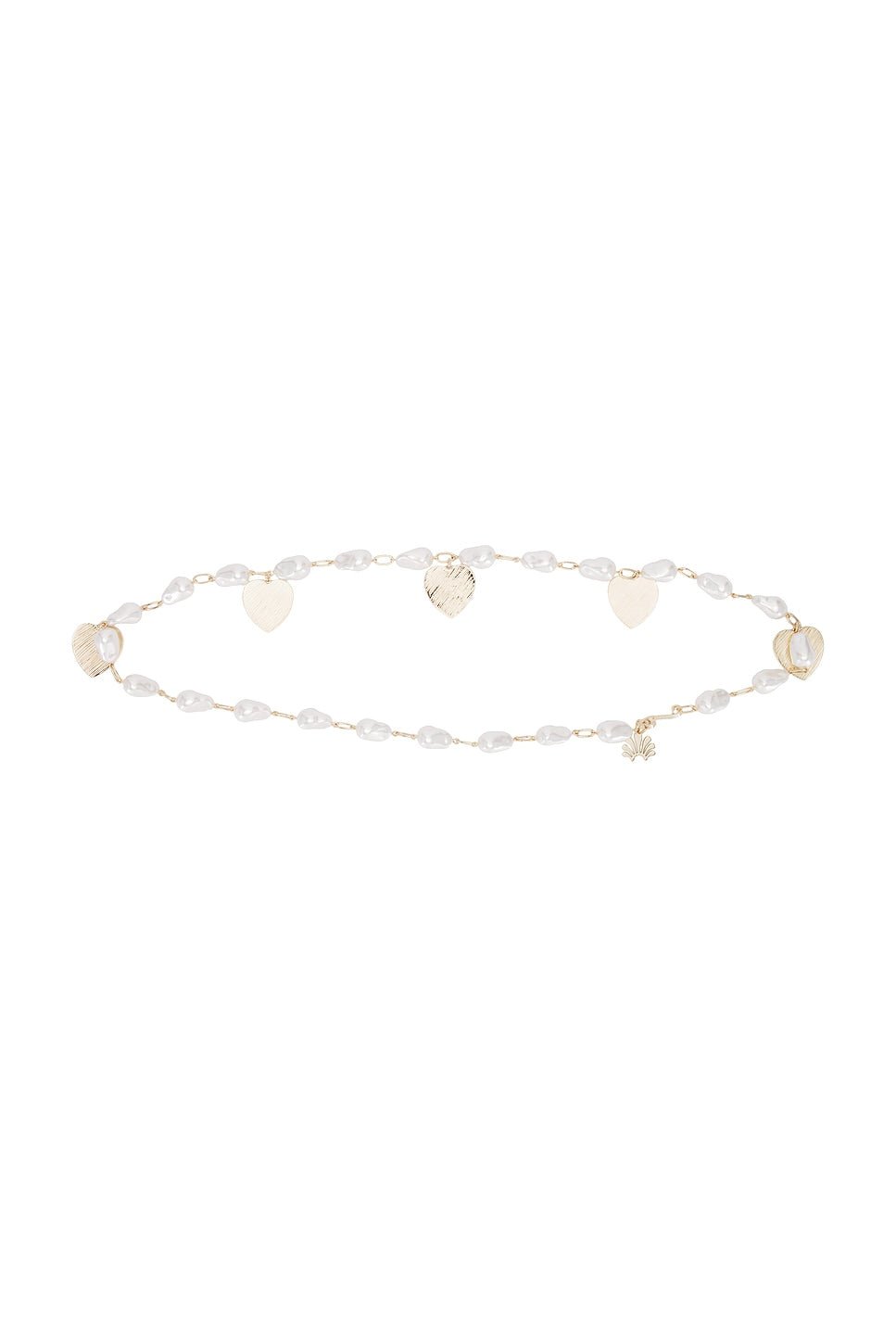 Lele Sadoughi Mother of Pearl Heart Charm Chain Belt - Endless Waves