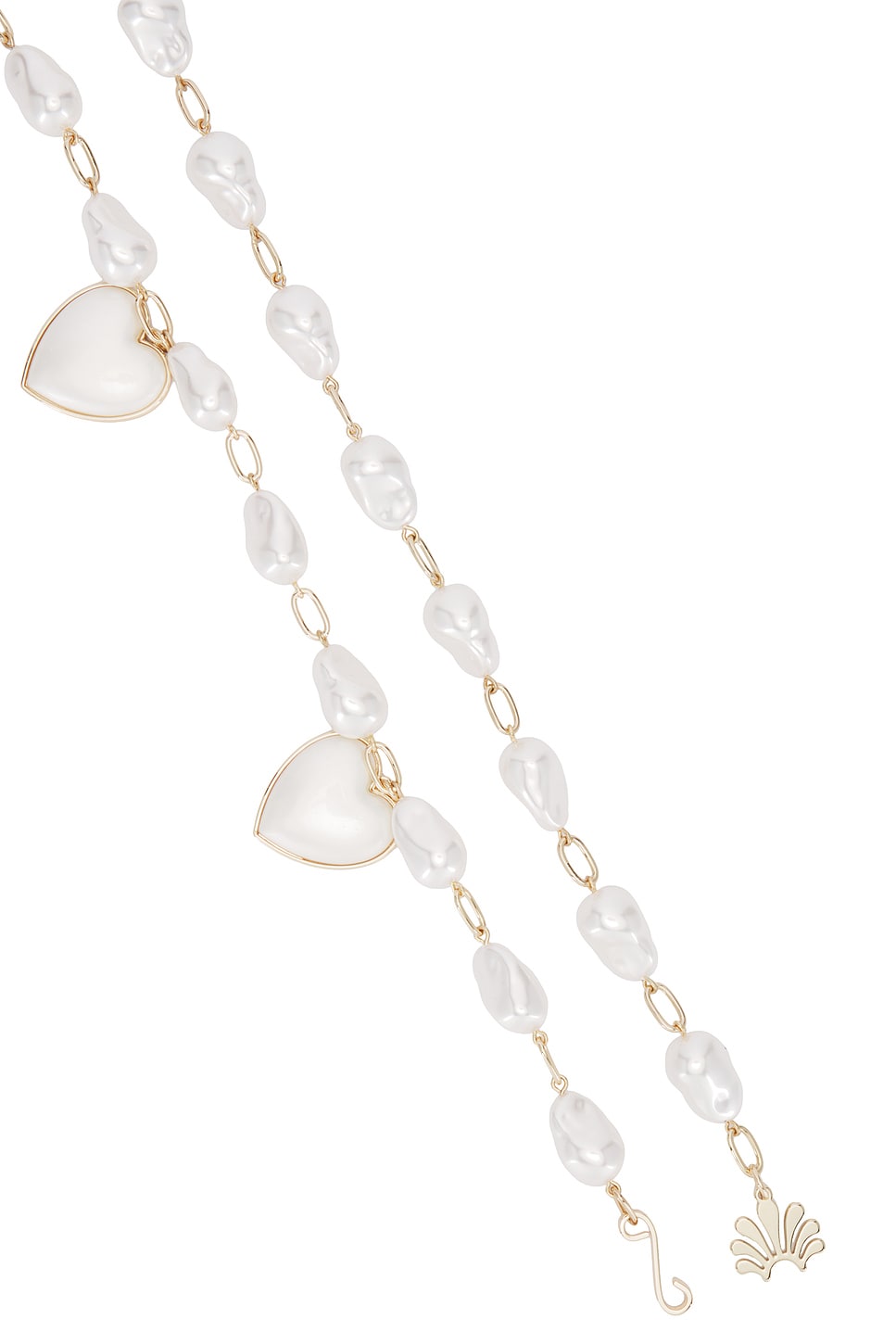 Lele Sadoughi Mother of Pearl Heart Charm Chain Belt - Endless Waves